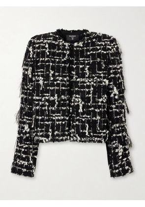 Balmain - Cropped Embellished Metallic Tweed Jacket - Black - FR 34,FR 36,FR 38,FR 40,FR 42,FR 44
