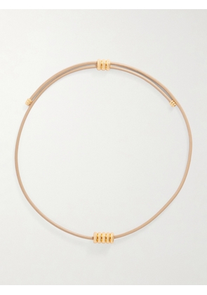 Déhanche - Hollyhock Beaded Gold-toned Leather Necklace - One size