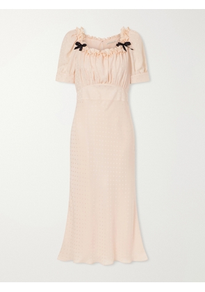 Alessandra Rich - Ruffled Bow-embellished Silk-jacquard Midi Dress - Pink - IT36,IT38,IT40,IT42,IT44,IT46