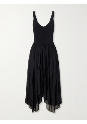 Maria McManus - Wave Ribbed-corset Knitted Midi Dress - Black - x small,small,medium,large