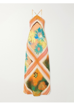 STAUD - Cubism Striped Floral-print Satin Maxi Dress - Multi - US00,US0,US2,US4,US6,US8,US10,US12,US14,US16