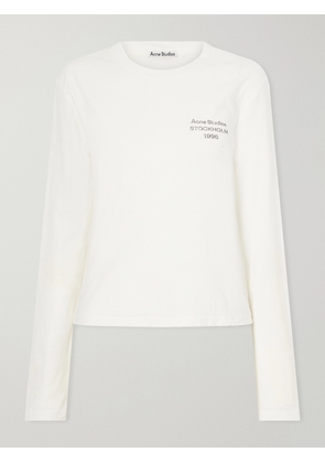 Acne Studios - Logo-printed Distressed Cotton And Hemp-blend T-shirt - Neutrals - XS,S,M,L,XL