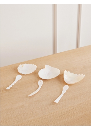 Gohar World - Set Of Three The Mother Of All Pearls Spoon And Dishes - Blue - One size