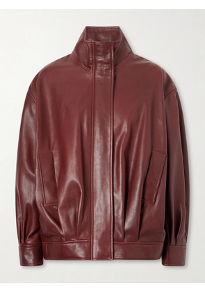 ARMA - Paula Full-grain Leather Jacket - Burgundy - EU 32,EU 34,EU 36,EU 38,EU 40,EU 42