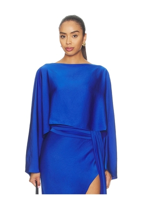 Lapointe Lightweight Satin Boat Neck Caftan Top in Blue. Size S. Also in XS, M, L.