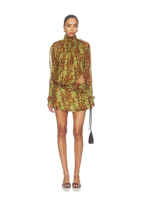Muma World Kusa Sakura Zhou Mini Dress in Green. Size XS. Also in S, M.