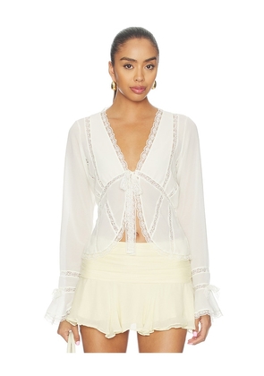 KAT THE LABEL Lana Blouse Top in White. Size XS. Also in S, M, XL/1X.