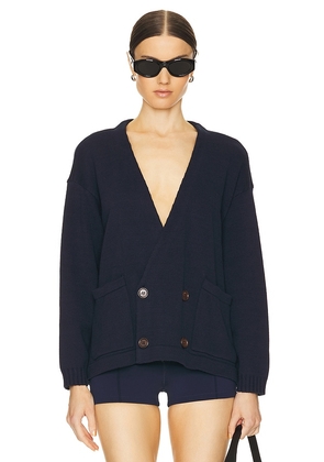 Found Double Breasted Knit Cardigan in Blue. Size S. Also in M, L, XL/1X.