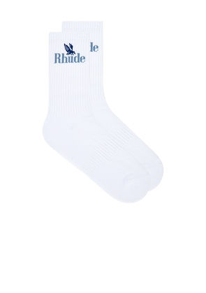 Rhude Rossa Logo Socks in White.