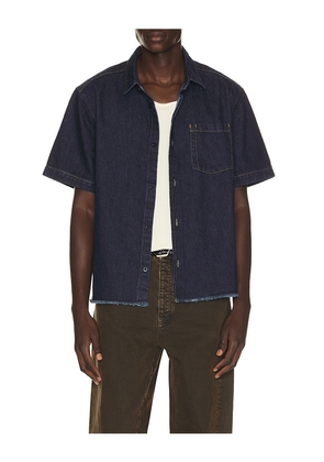 Percival Harley Denim Cropped Boxy Shirt in Blue. Size M. Also in XL/1X.