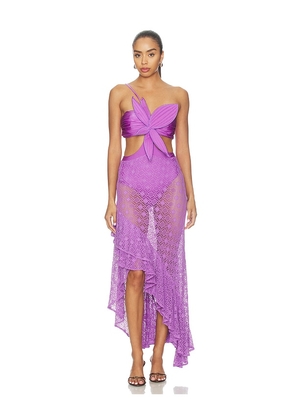 PatBO Sirena Mesh Flower Maxi Dress in Lavender. Size S. Also in M, L.