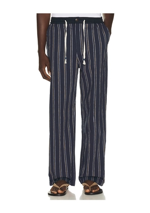 Scotch & Soda Otis Striped Linen Blend Straight Fit Jogger in Blue. Size S. Also in M, L, XL/1X.