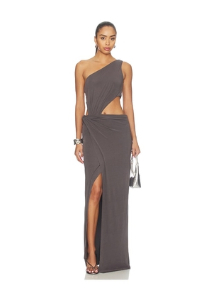 SNDYS Orla Maxi Dress in Charcoal. Size XXS. Also in XS, S, M, L, XL, XXL.
