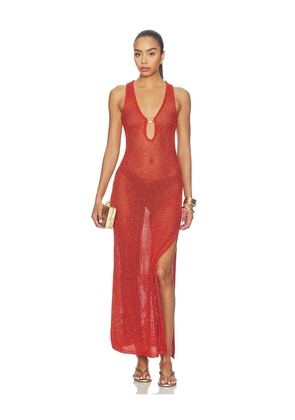Runaway The Label Ariya Sleeveless Knit Maxi Dress in Rust. Size XS. Also in L, M, S, XL.