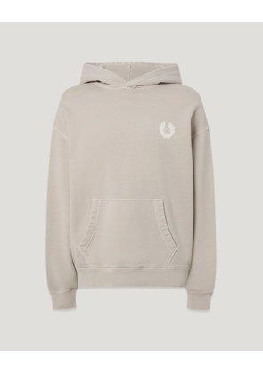 Belstaff Men's Competition Hoodie Heavyweight Cotton Fleece Concrete Size 2xl
