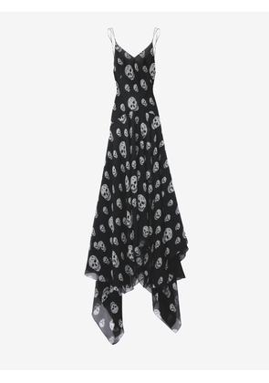 McQueen Silk Skull Print Evening Dress - Black - Women - 12