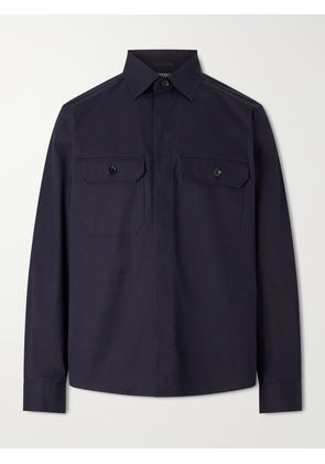 Zegna - Cotton-Blend Overshirt - Men - Blue - M