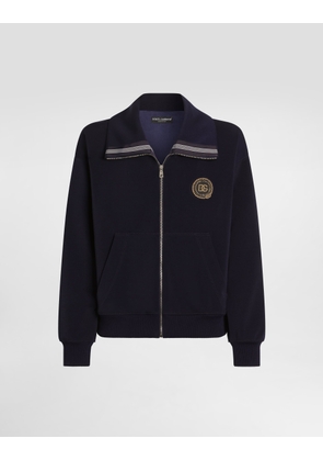 Dolce & Gabbana Jersey Sweatshirt With Patch - Man Coats And Jackets Blue 48