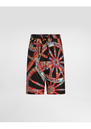 Dolce & Gabbana Carretto-print Silk Jacquard Vanity Bermuda - Man Pants And Shorts Multicolor 52