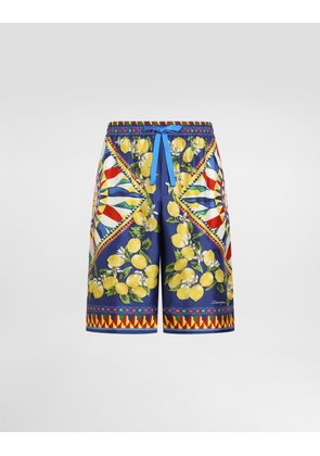 Dolce & Gabbana Carretto-print Silk Twill Bermuda - Man Pants And Shorts Multicolor 48