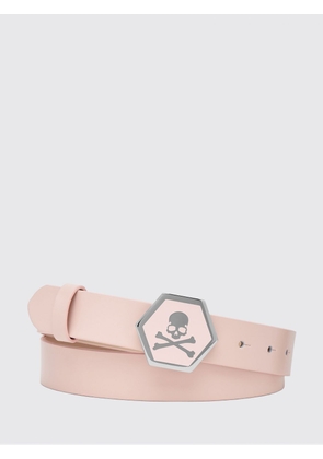 PHILIPP PLEIN Smooth Leather Belt with Metal Buckle and Skull Print