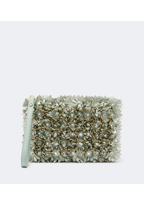 Valentino Garavani Small floral-applique leather pouch