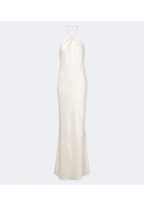 Retrofete Anat beaded halterneck satin maxi dress