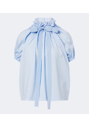 Patou Bow-detail gathered cotton jersey top