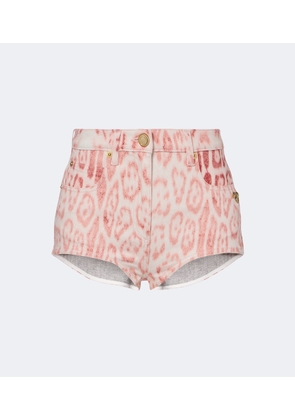 Roberto Cavalli Leopard-print denim shorts