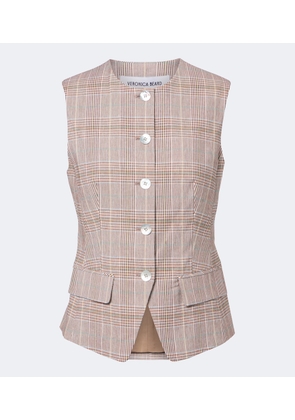 Veronica Beard Lois plaid cotton and linen-blend vest