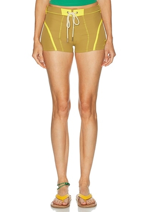 Made Some Sportswear Short Short in Khaki & Yellow - Brown. Size 8 (also in 0, 2, 4, 6).