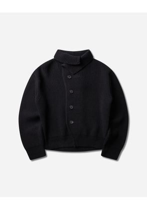 Men s Asymmetric Funnel Neck Cardigan Black