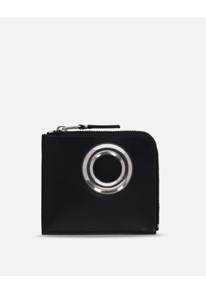 Silver Eyelet Zip-Around Wallet Black