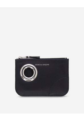 Silver Eyelet Zip Pouch Black