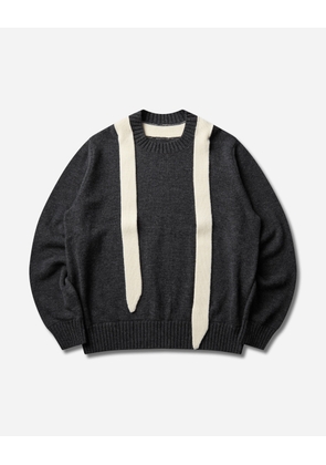 Men s Wool Knit Pullover Grey / Off White