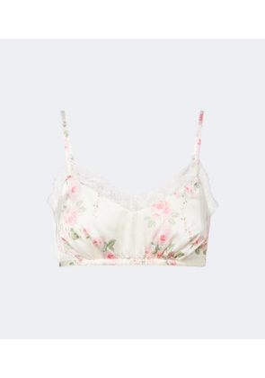 Simone Rocha Floral lace-trimmed satin bralette