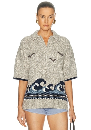 Polo Ralph Lauren Short Sleeve Polo Sweater in Natural & Cream Multi - Beige. Size XL (also in S, XS, M, L).