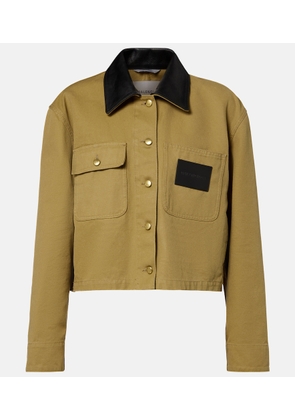 Balenciaga Cropped leather-trimmed cotton jacket