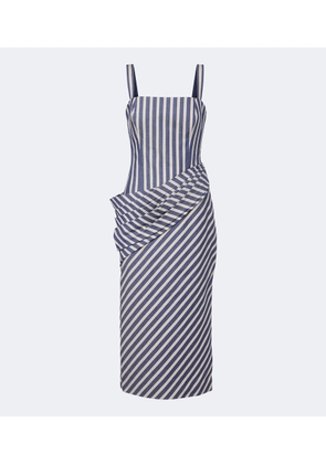 Carolina Herrera Striped draped cotton cocktail dress