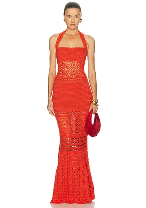 Retrofete Peggie Crochet Dress in Geranium - Red. Size M (also in XS, S, L).