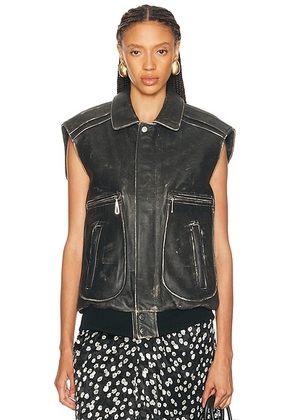 RABANNE Oversized Sleeveless Jacket in Black - Black. Size 34 (also in ).