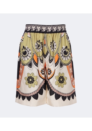 La DoubleJ Printed silk twill Bermuda shorts