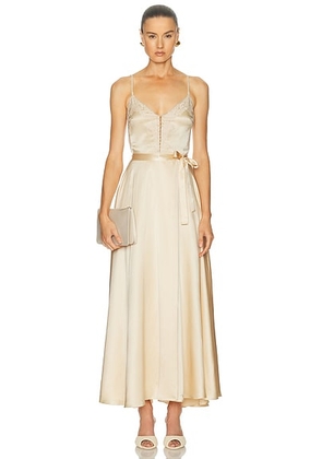 Mirror Palais Lace Silk Midi Dress in Pink - Pink. Size XS (also in S, M, L).