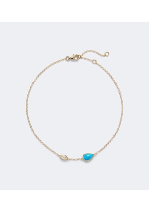 Shay Jewelry Riviera 18kt gold anklet with turquoise and diamond