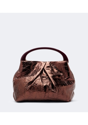 Dries Van Noten Mini metallic leather top-handle bag