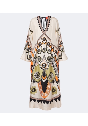 La DoubleJ Twin Flame printed silk twill midi dress