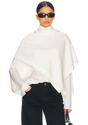 Helsa Silk Tunic With Detachable Scarf in White - White. Size XS (also in ).