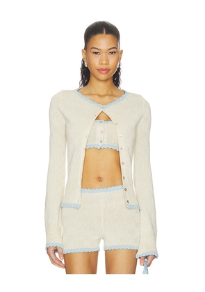 ASTA RESORT Franca Longsleeve Cardigan in Cream. Size XXS. Also in XS, S, M, L, XL.