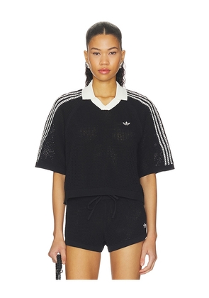 adidas Originals Knitted Crochet Polo in Black. Size XS. Also in S, M.