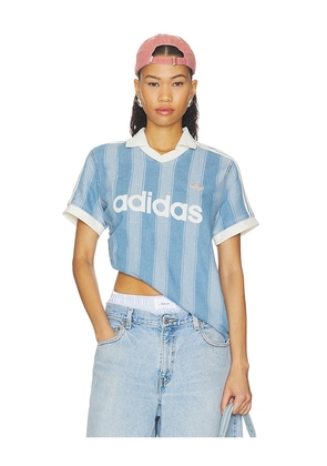 adidas Originals Denim Football Jersey in Blue. Size XS. Also in S.